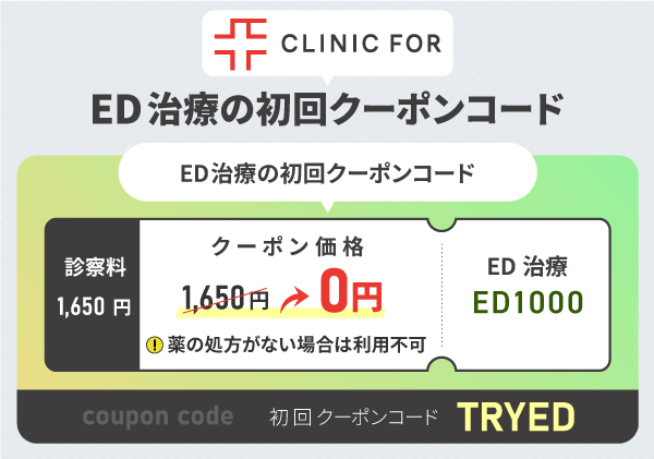 クリニックフォアのED治療のクーポン情報