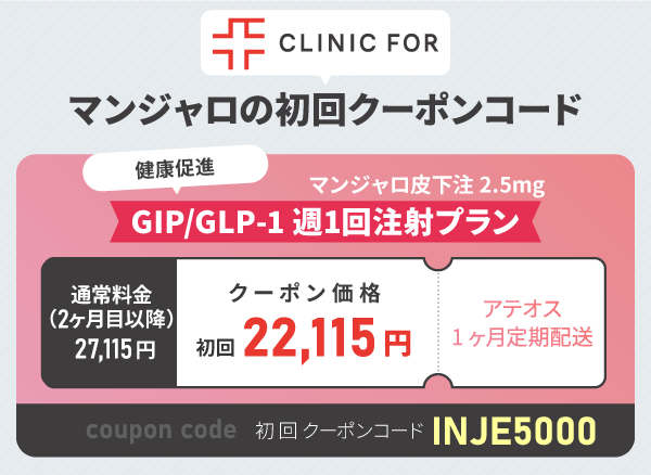 クリニックフォアのマンジャロのクーポン情報